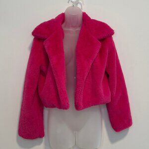 Hot Pink Faux Fur Cropped Coat | XL